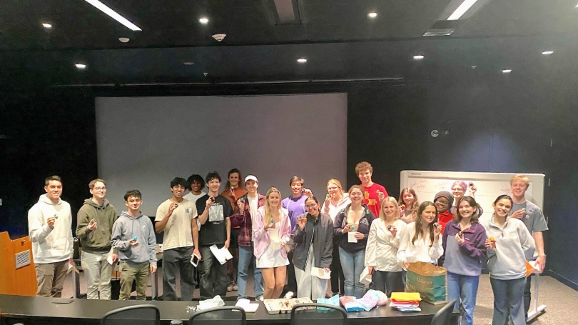 group shot of egg decoration students
