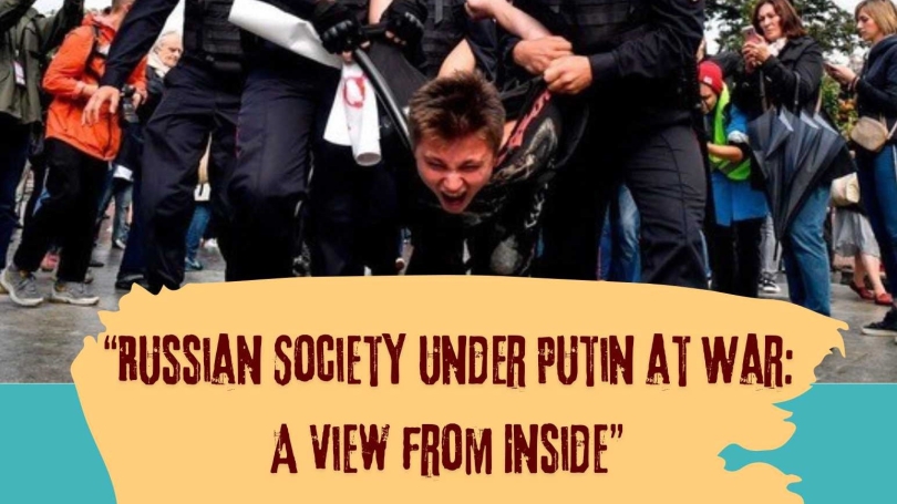 Russian Society under Putin at War photo of authorities dragging protester screaming
