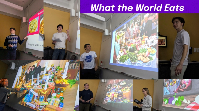Students presenting for "What the World Eats"