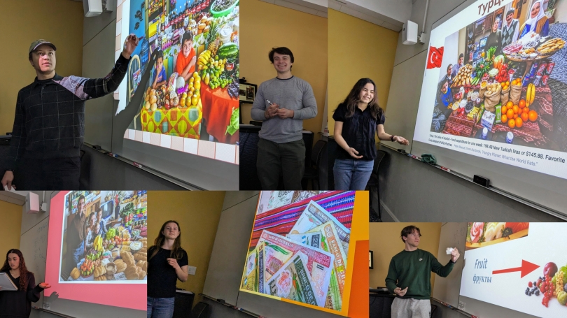 Russian 2 students presenting "What the World Eats"
